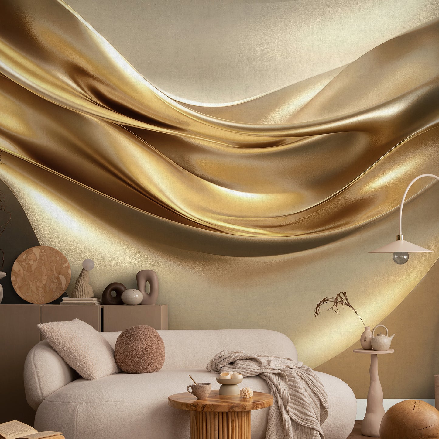 VEER DECOR Liquid Gold Wall Mural Abstract Transitional Gold Wallpaper - 8412-VRAED-AR