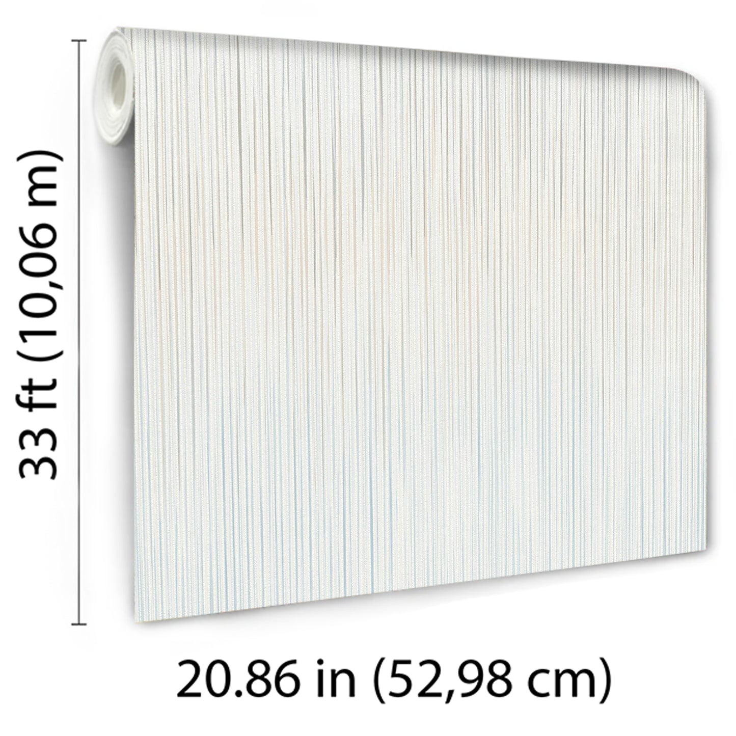 Rolled blue raised-stria vertical textured vinyl wallpaper, ridged finish; wall decor, 33 ft by 20.86 in.