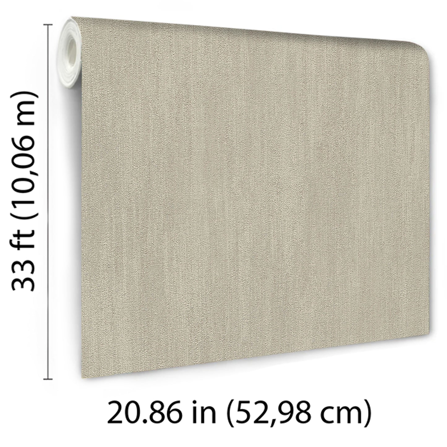 Brown raised texture wallpaper roll with a fabric-like surface, 52.98 cm wide.