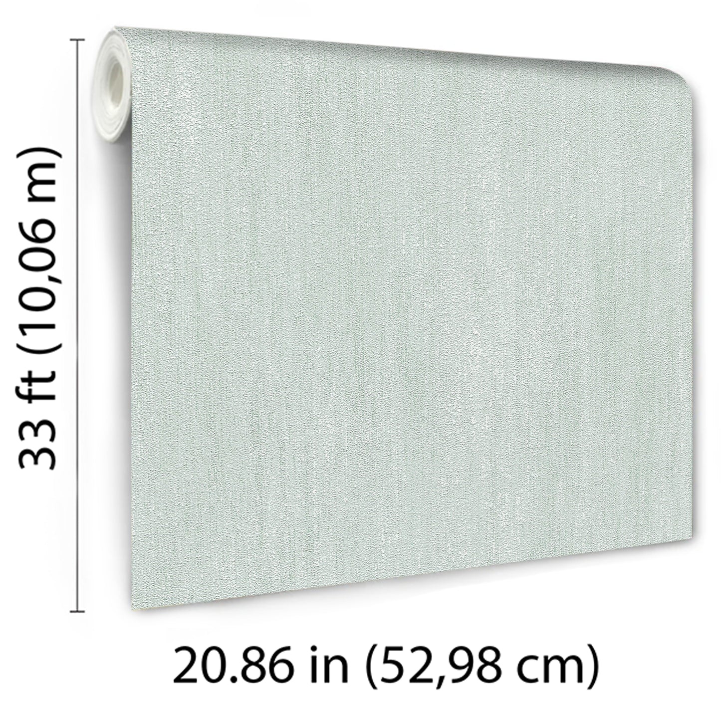 Teal raised-texture wallpaper roll with fabric-like weave; 20.86 in wide, 33 ft long.