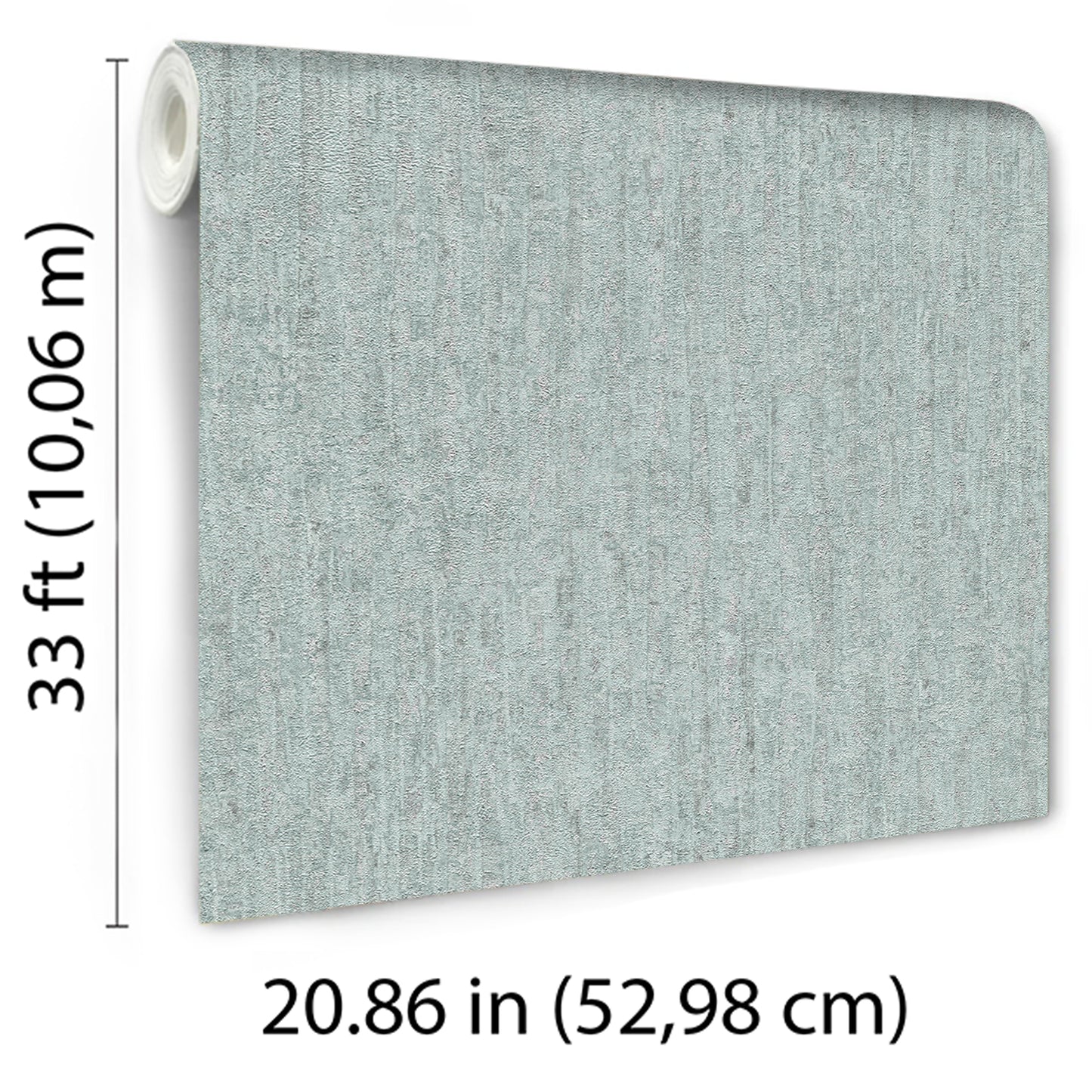 Grey textured wallpaper panel on roll; soft heather fabric-like finish, 33 ft long and 20.86 in wide.