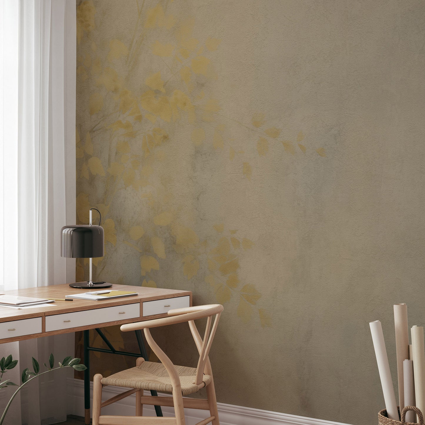 VEER DECOR Golden Murmur Gold Wall Mural Branches Transitional gold Wallpaper - 8416-VRZM-AG