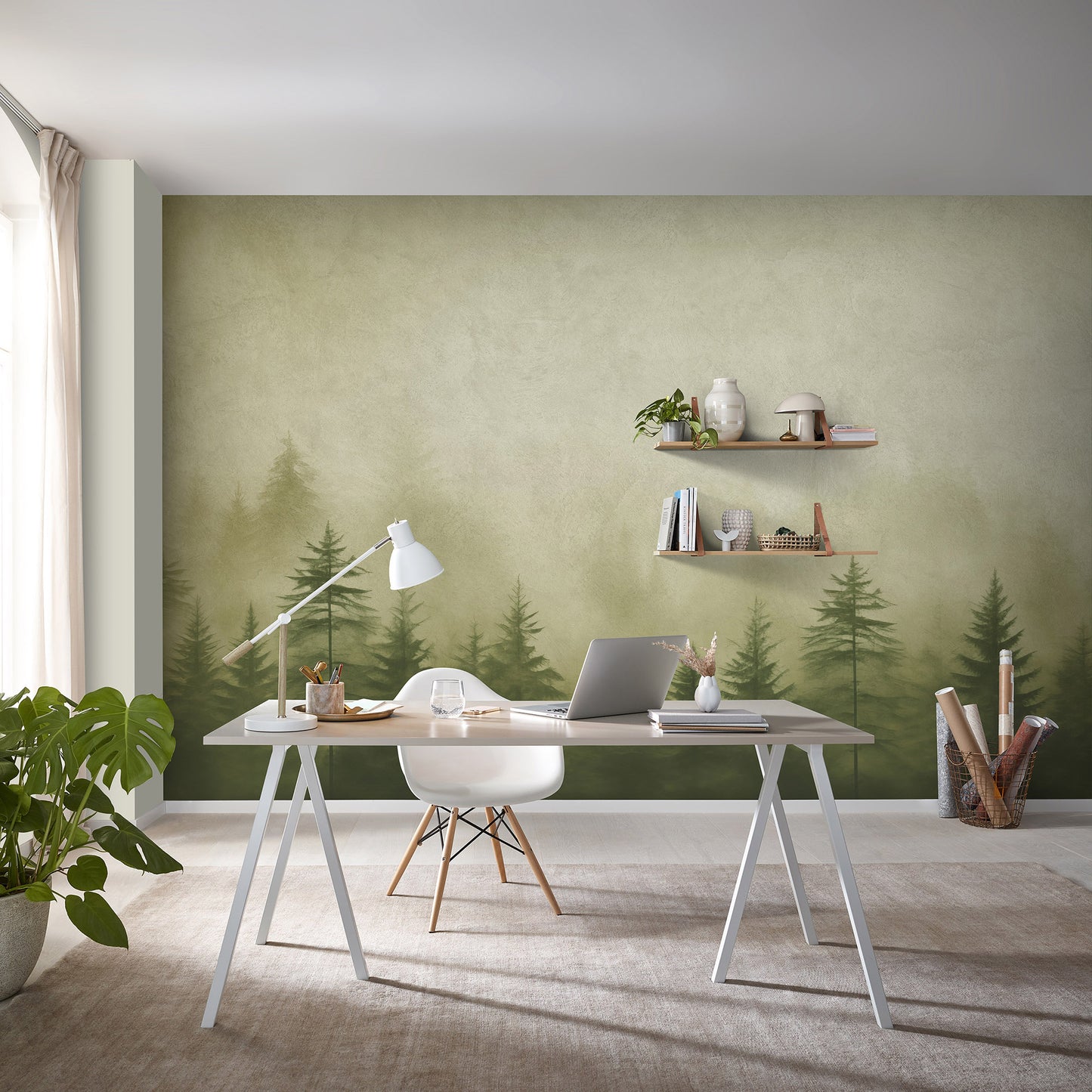 VEER DECOR Silent Woods Green Wall Mural Landscape Transitional green Wallpaper - 8416-VRZM-AH-2