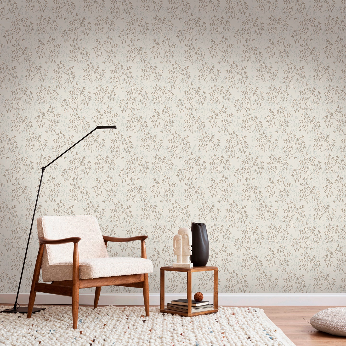 VEER DECOR Antibes Branches Light Gray Wallpaper Nature Traditional, Transitional Light Gray Wallpaper - 8421-ANT-AF2