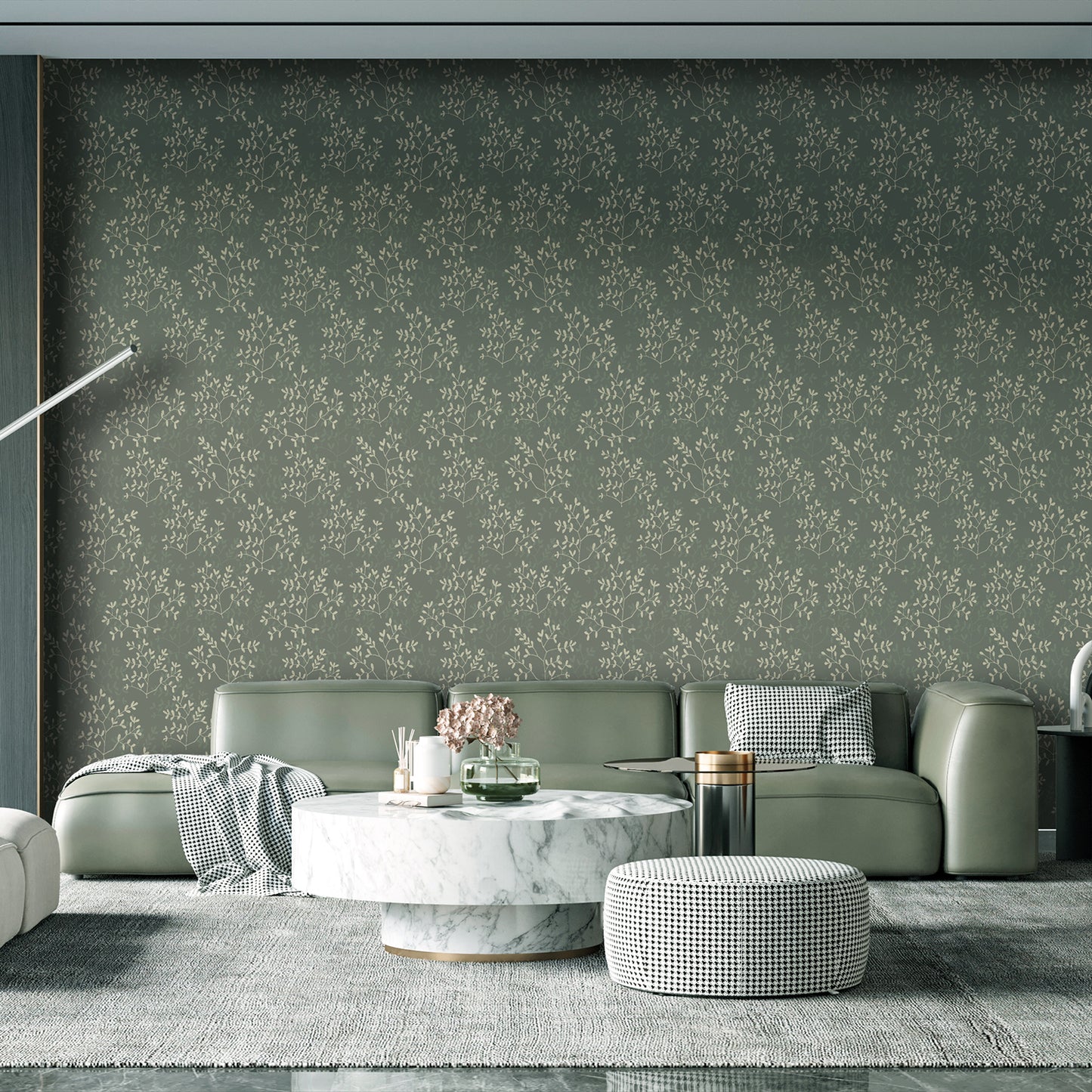 VEER DECOR Antibes Branches Green Wallpaper Nature Traditional, Transitional Green Wallpaper - 8421-ANT-AF4