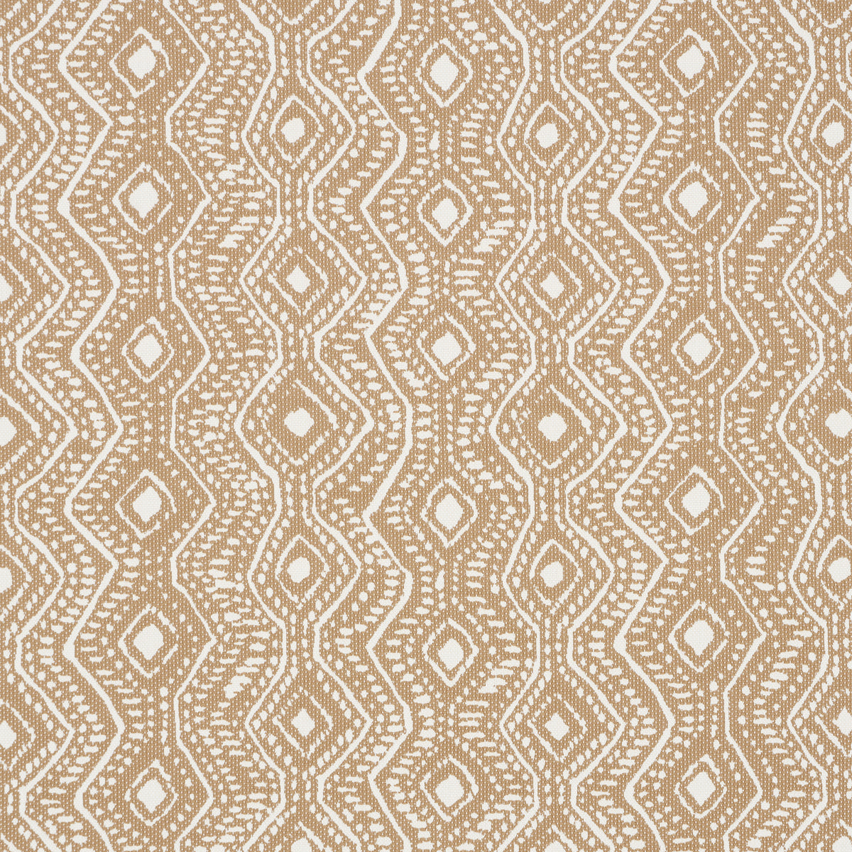 Beige woven textile with white diamond geometric motif; boho tribal pattern, ideal for rug or throw.