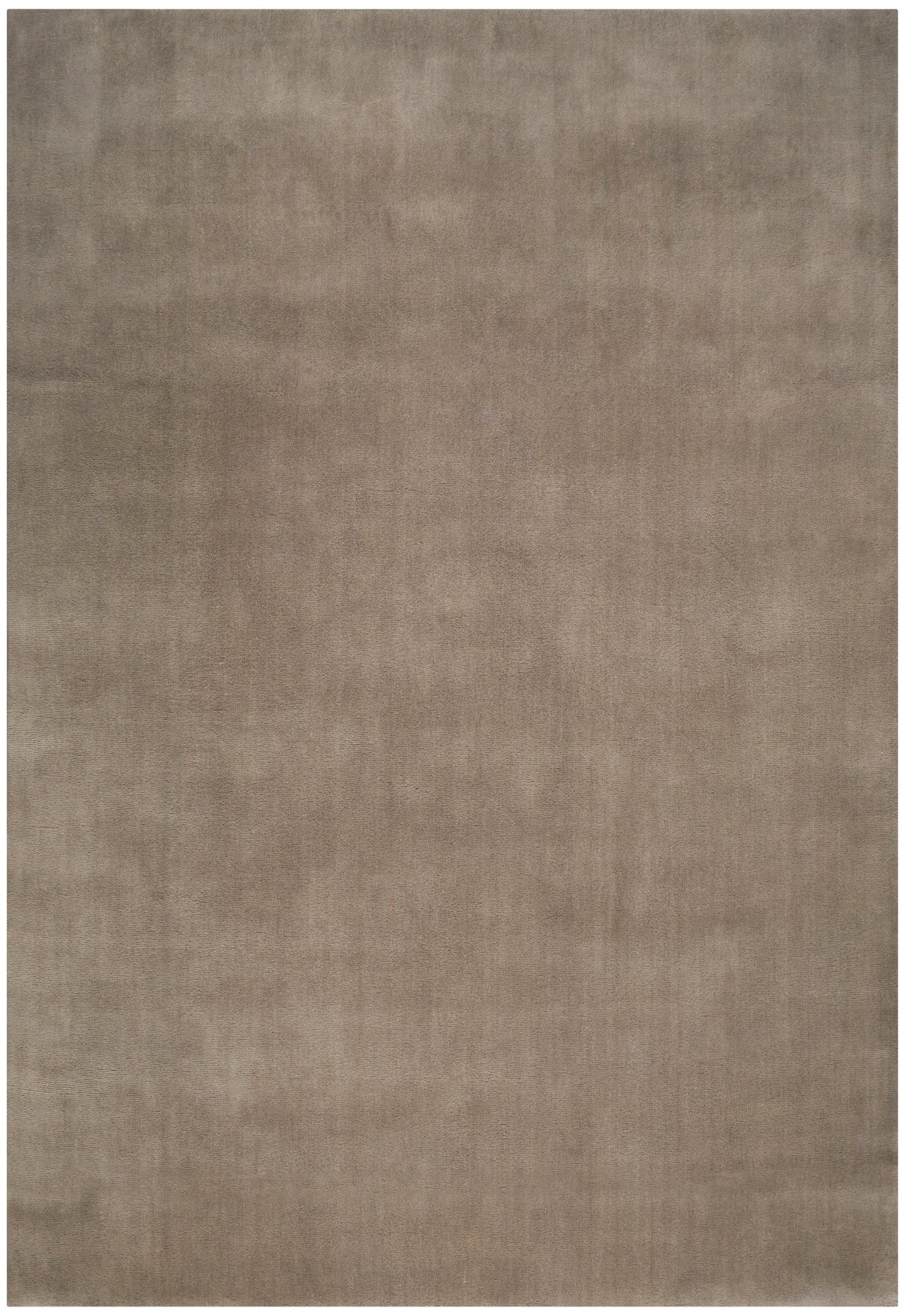 Neutral taupe-brown rug with a subtle mottled texture and a soft flatweave finish.
