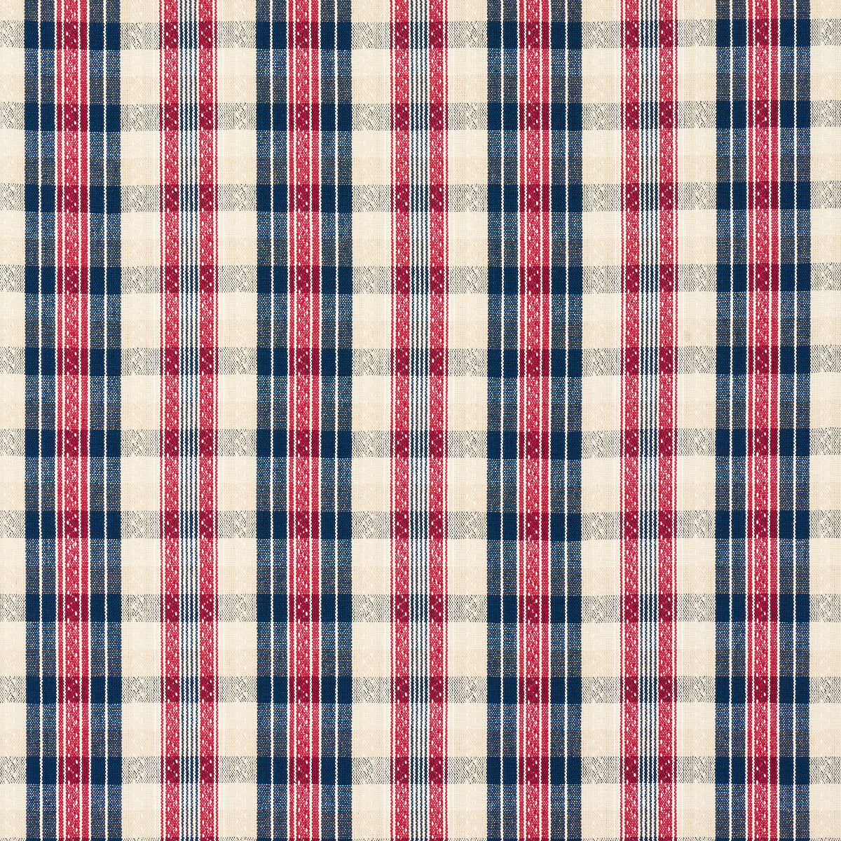 SCHUMACHER ASHBURY FONDA HAND WOVEN PLAID WOVEN WOVEN ROUGE , NAVY - 84720