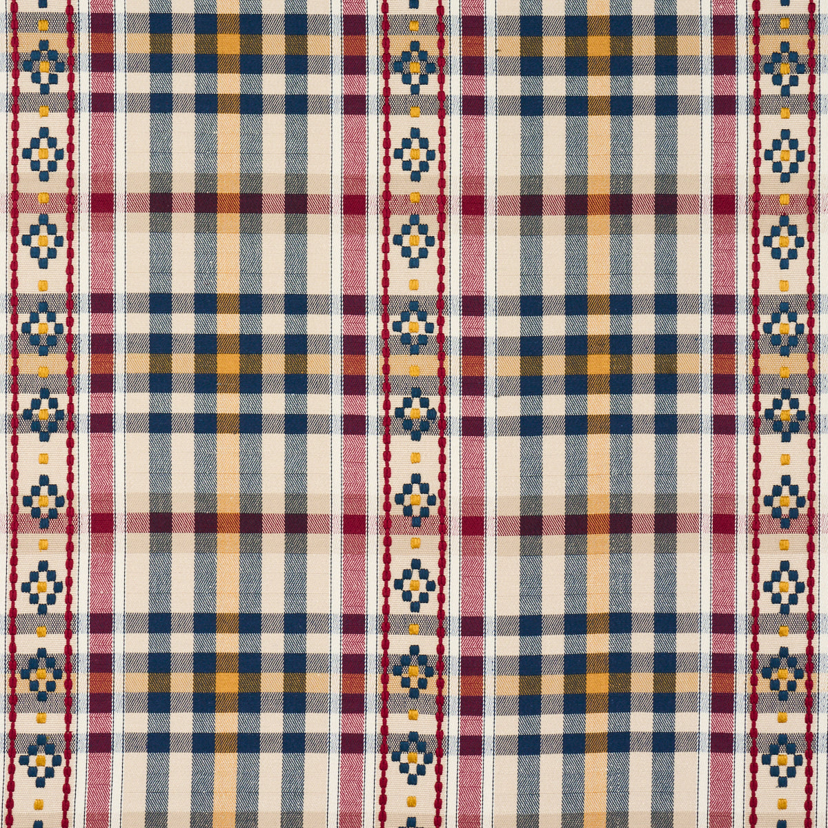 SCHUMACHER ASHBURY HUTTON HAND WOVEN CHECK WOVEN WOVEN ROUGE , NAVY - 84730
