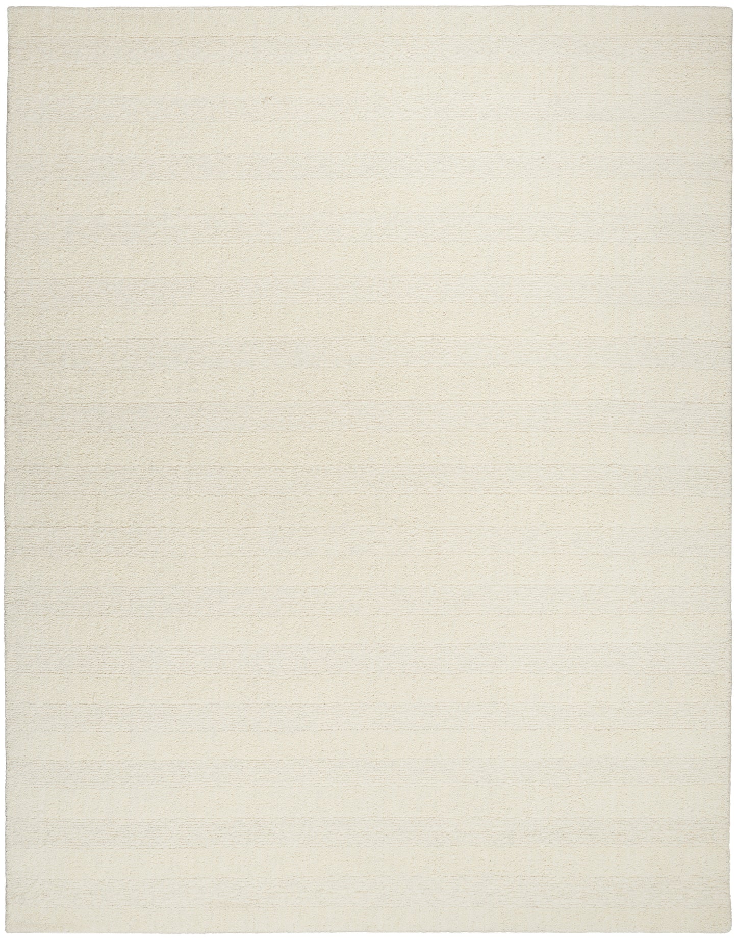 Cream beige rug with soft woven texture and subtle horizontal stripes, rectangular floor covering for living spaces.
