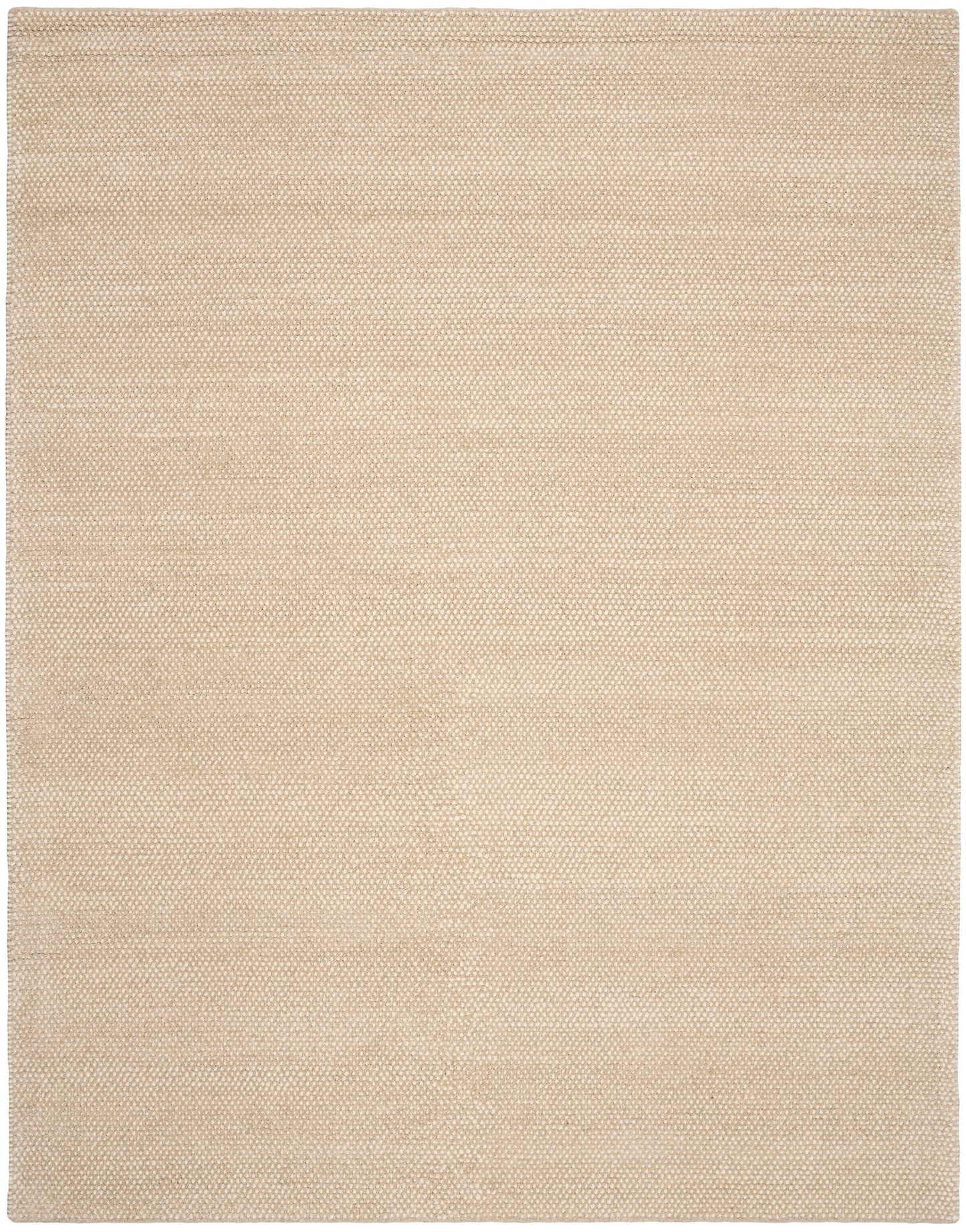 Beige woven rug with a subtle textured weave and rectangular natural-fiber look.