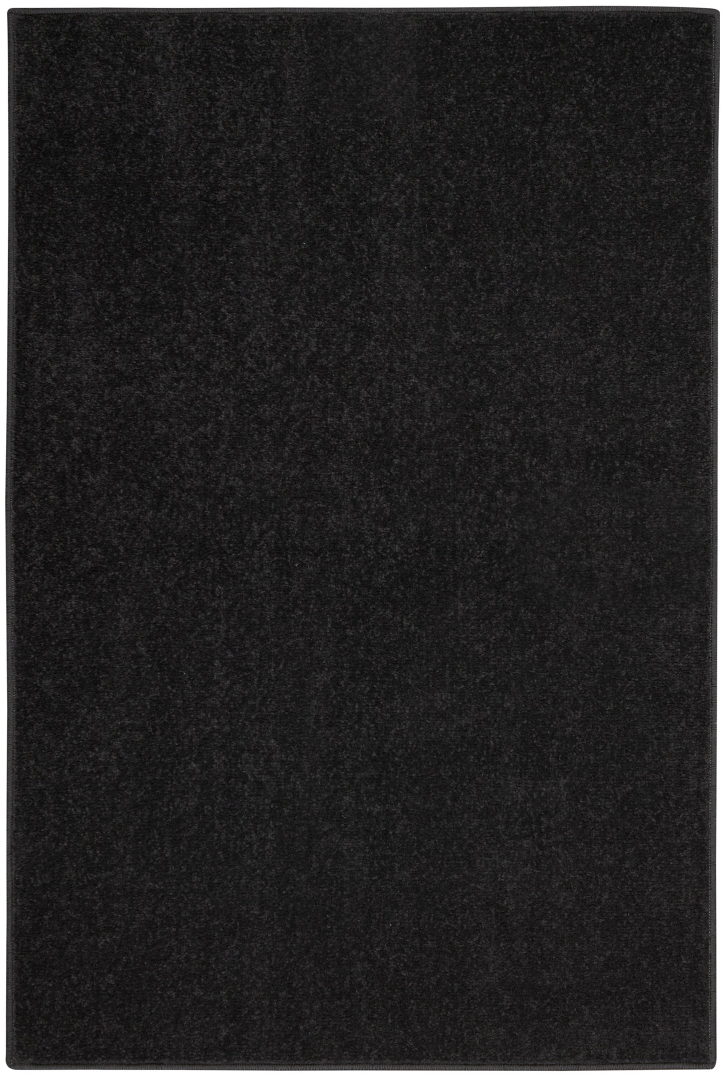 Black rectangular outdoor rug with a soft textured surface.