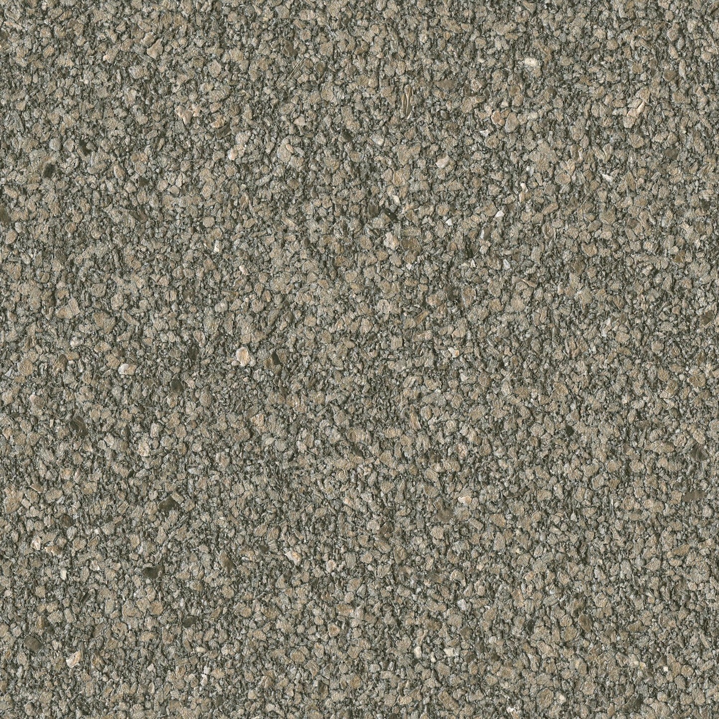 Close-up of gray asphalt pavement with coarse aggregate texture and speckled surface.