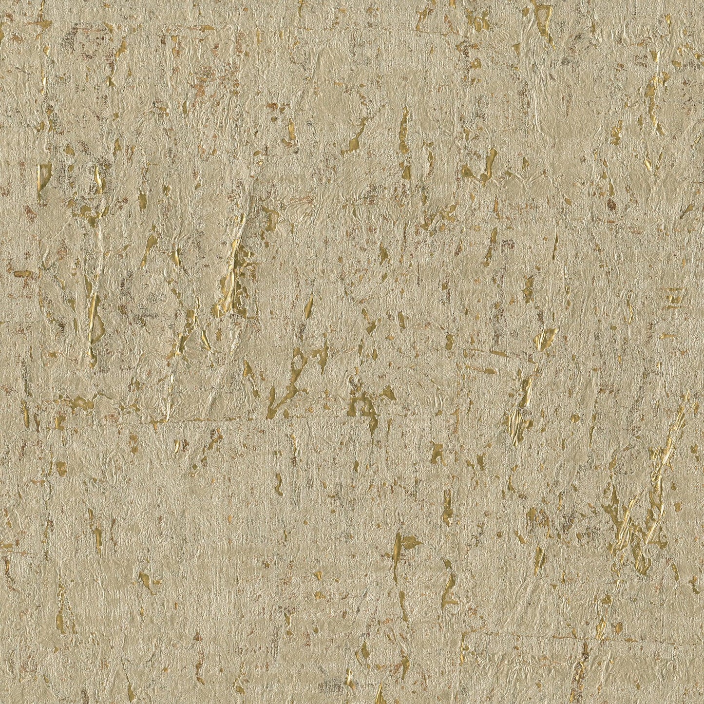 Beige textured wall finish with irregular gold leaf flecks and subtle metallic shimmer.