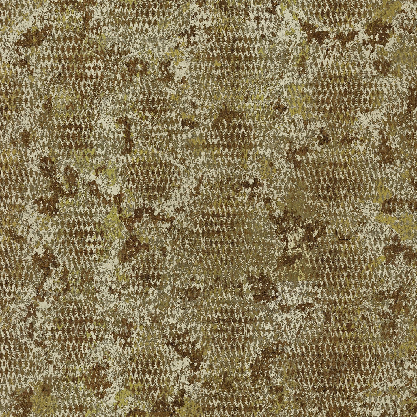 Snake-skin camouflage pattern in olive, brown and tan; reptile-textured fabric for fashion or decor.