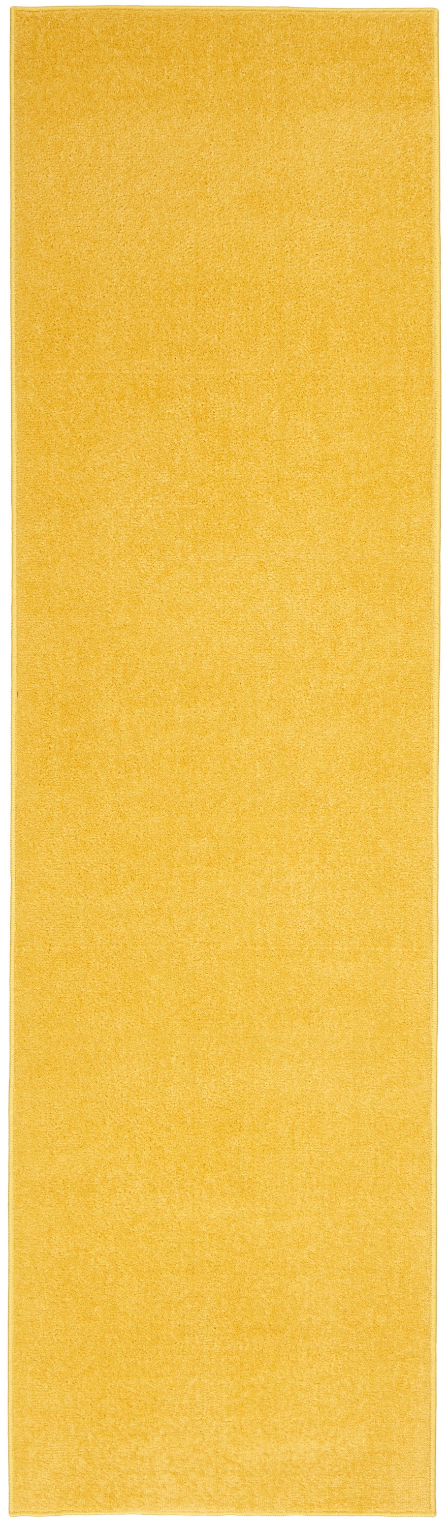 Bright yellow outdoor rug runner, rectangular, 8 ft long.