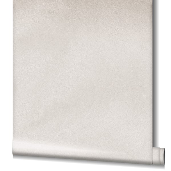 Beige suede-textured wallpaper panel with a subtle rolled edge at bottom.