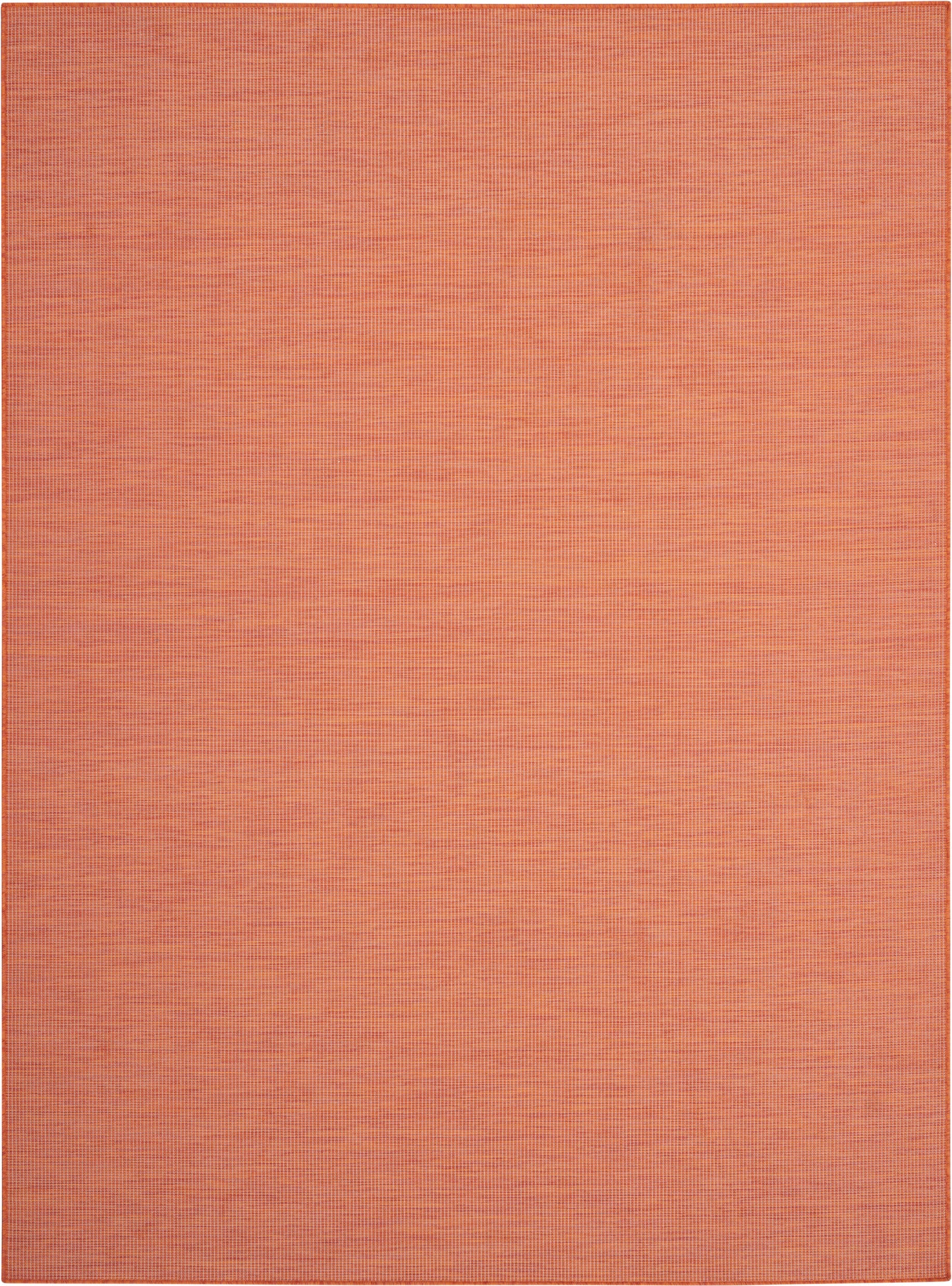 Orange woven rug with subtle grid pattern, rectangular warmly toned terracotta, cozy home decor accessory.