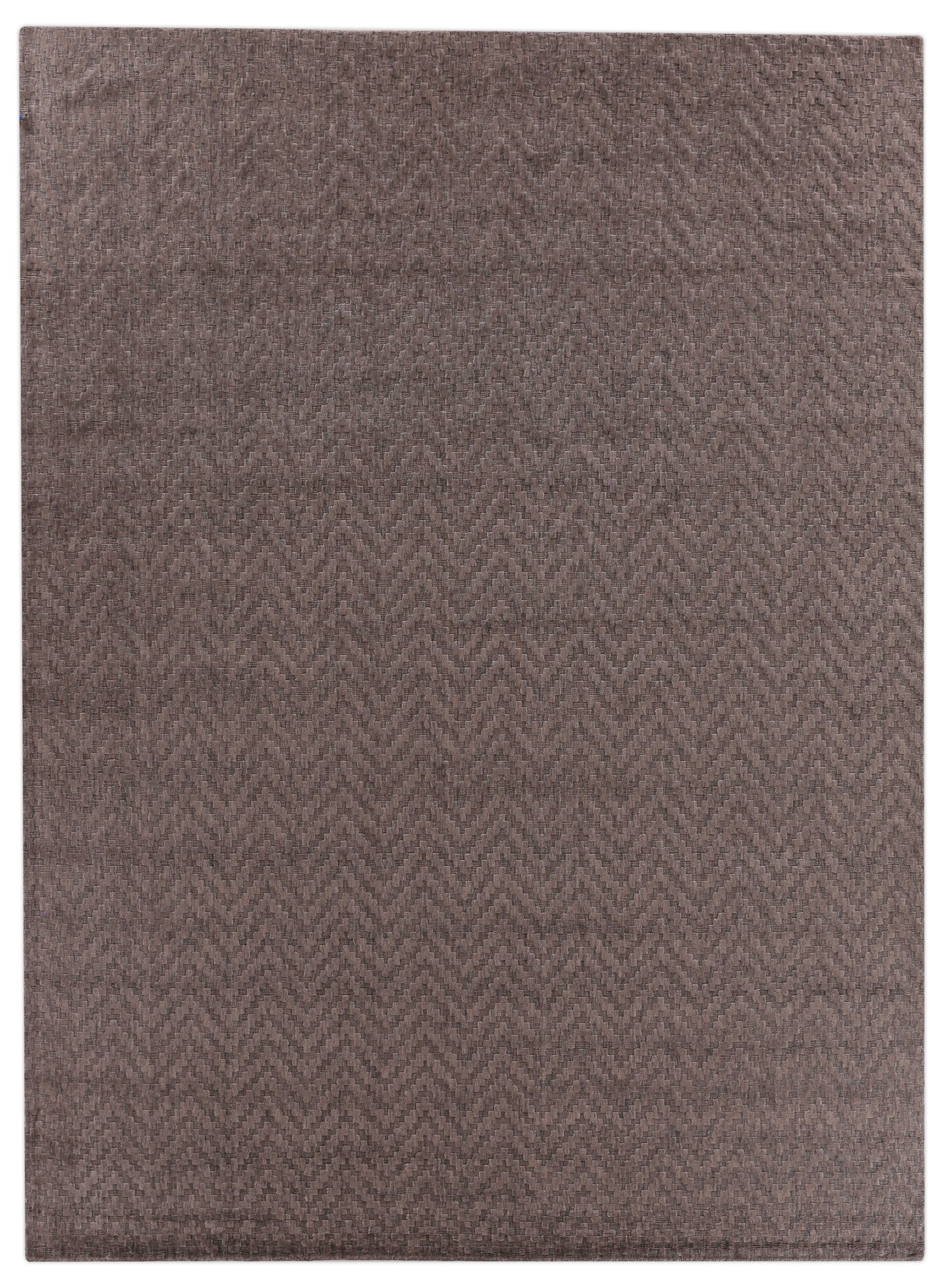 Textured brown area rug featuring a subtle zigzag pattern, enhancing warmth and style for any interior space.