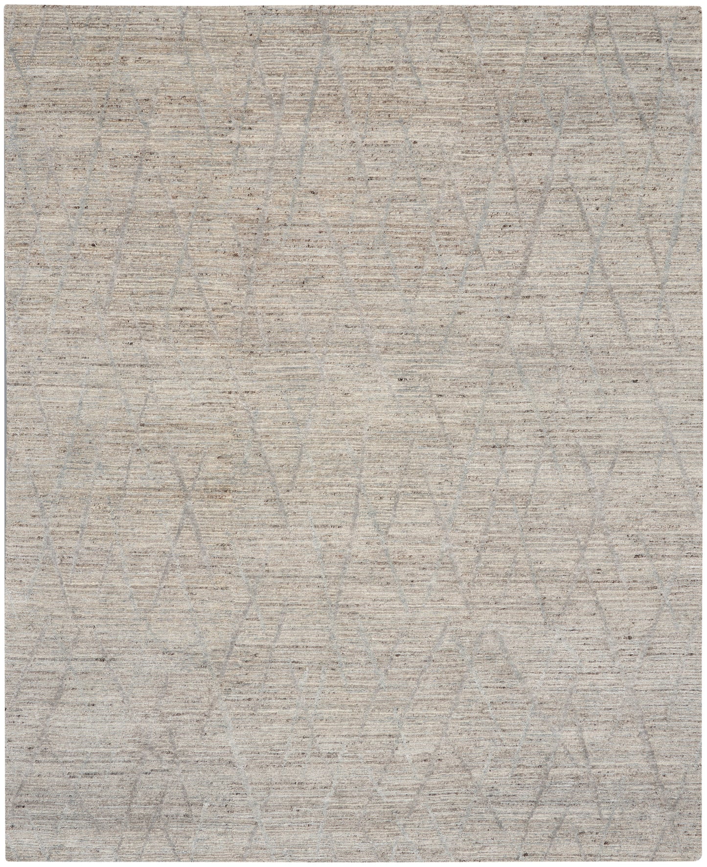 Light beige-gray woven rug with subtle gray circular loop pattern; modern abstract style, versatile home decor.