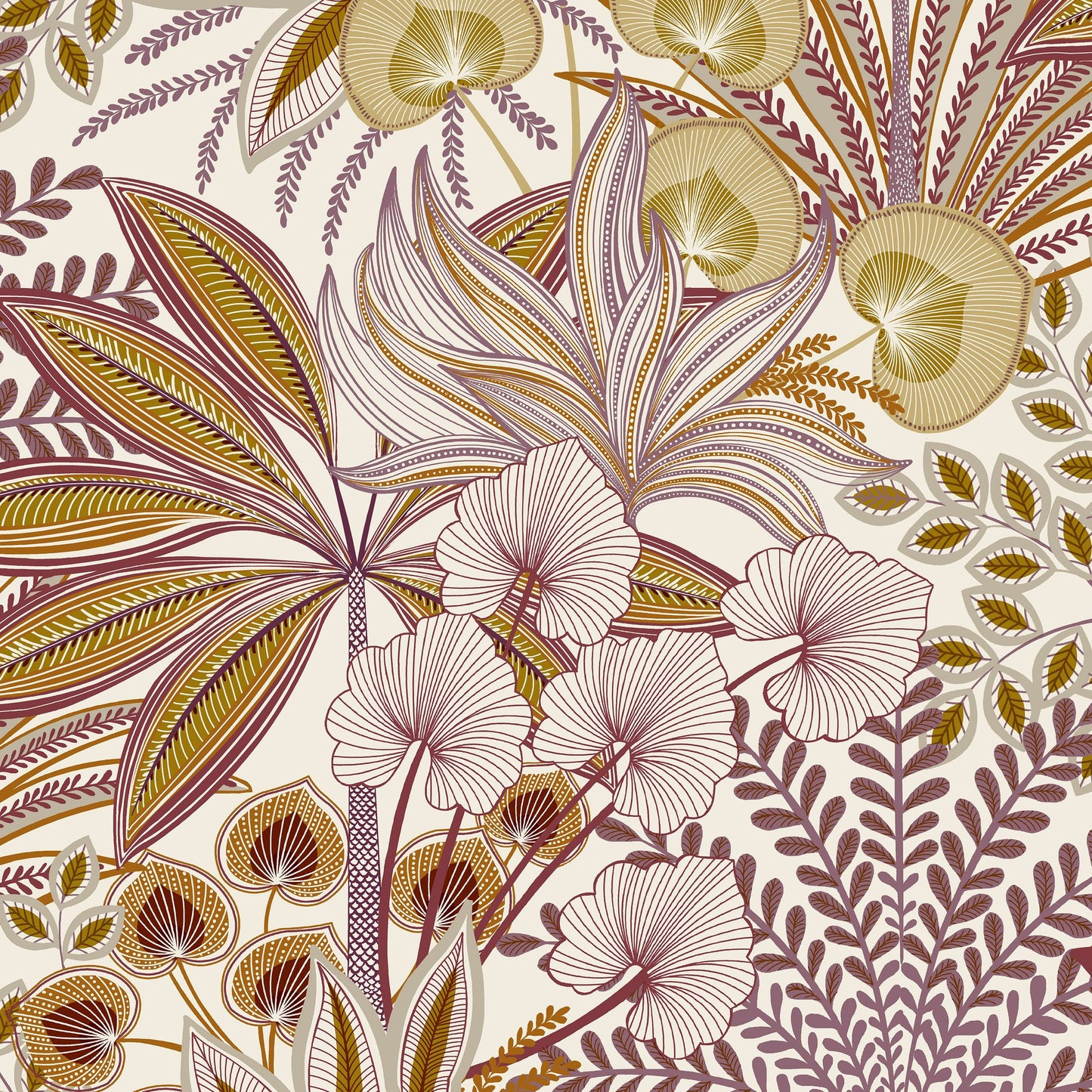 GALERIE WALLCOVERINGS Karuna Branched, Leaves, All-over Red - KRA69001