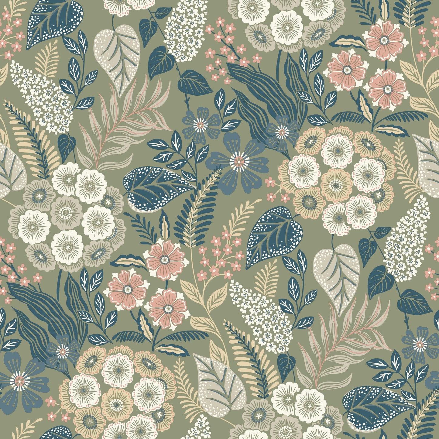 GALERIE WALLCOVERINGS Karuna Classical, Floral, All-over Green - KRA76603
