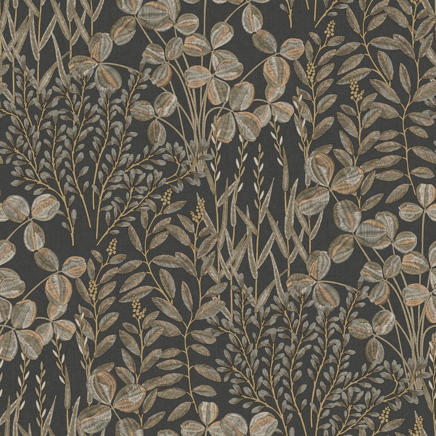GALERIE WALLCOVERINGS Inia Branched, Leaves, All-over Black - INA78903