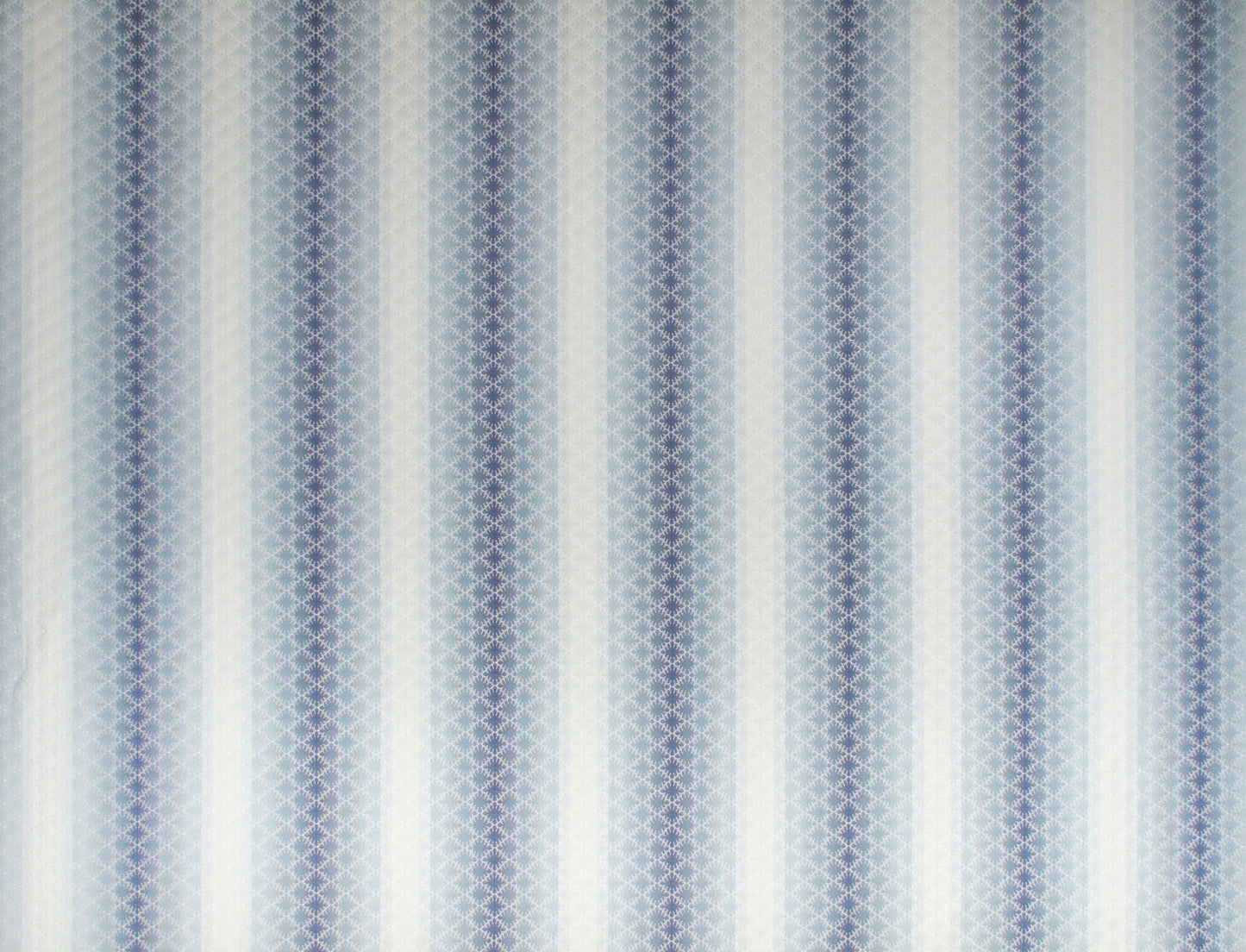 Blue and white vertical striped fabric with a subtle diamond weave pattern, suitable for upholstery or curtains.