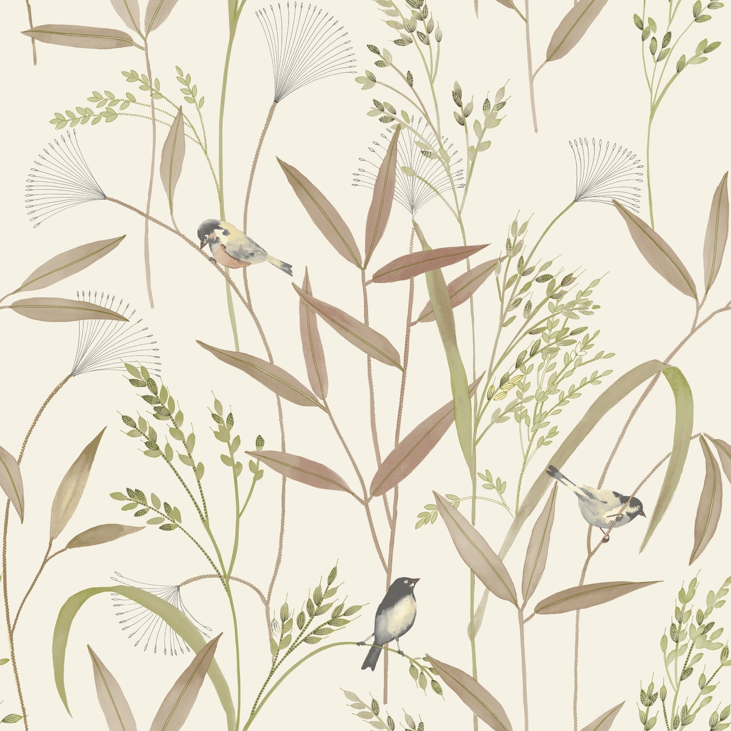 GALERIE WALLCOVERINGS Inia Branched, Leaves, All-over Beige - INA83502