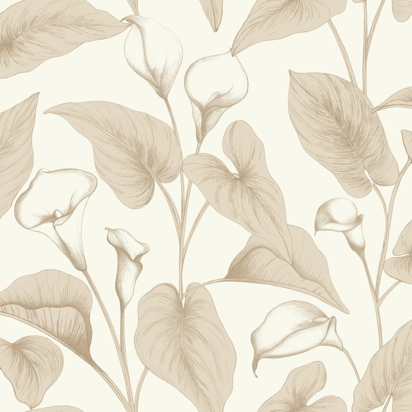 GALERIE WALLCOVERINGS Inia Branched, Leaves, All-over Beige - INA83602
