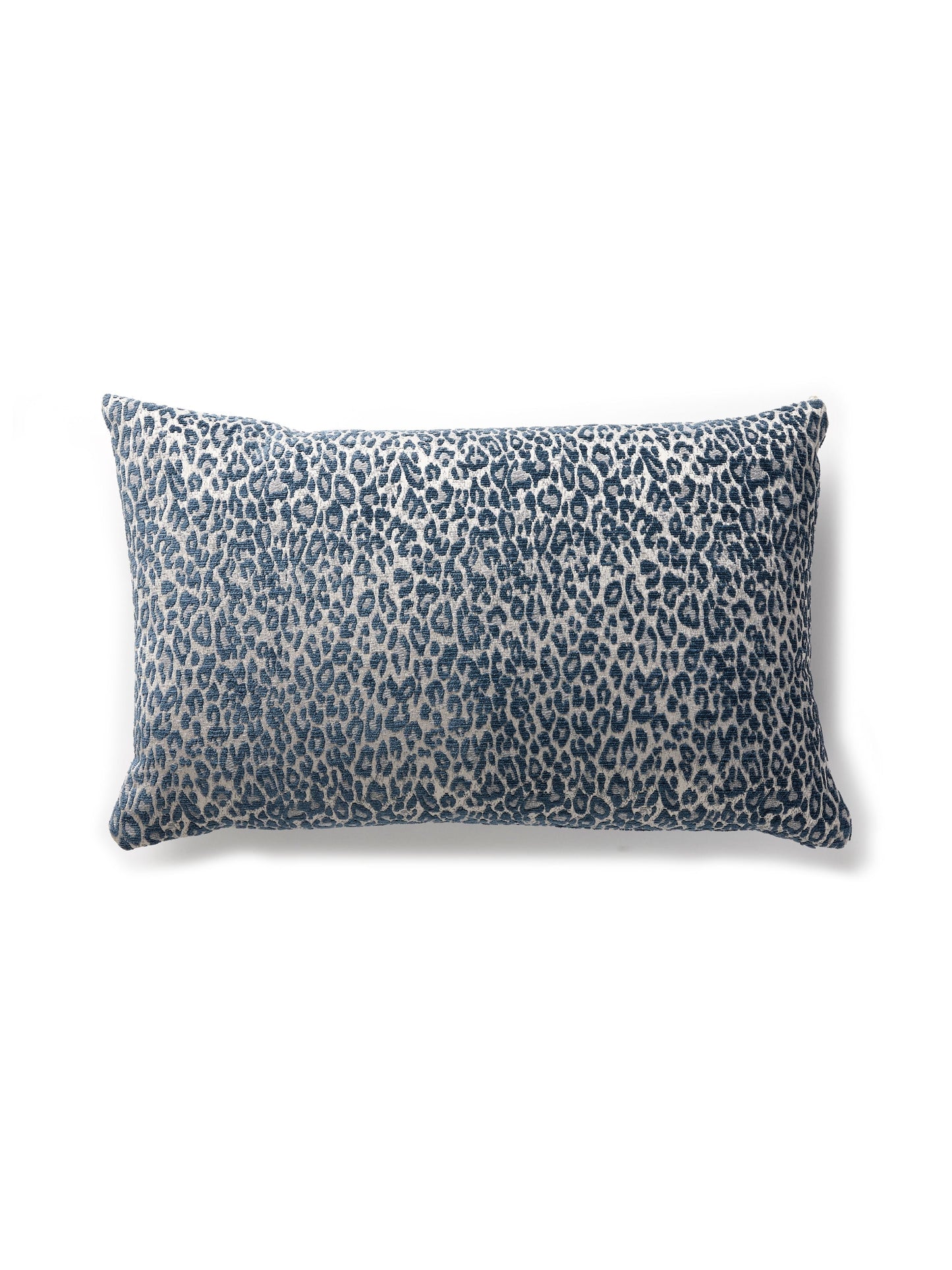Rectangular blue leopard-print animal-skin lumbar pillow with soft fabric.