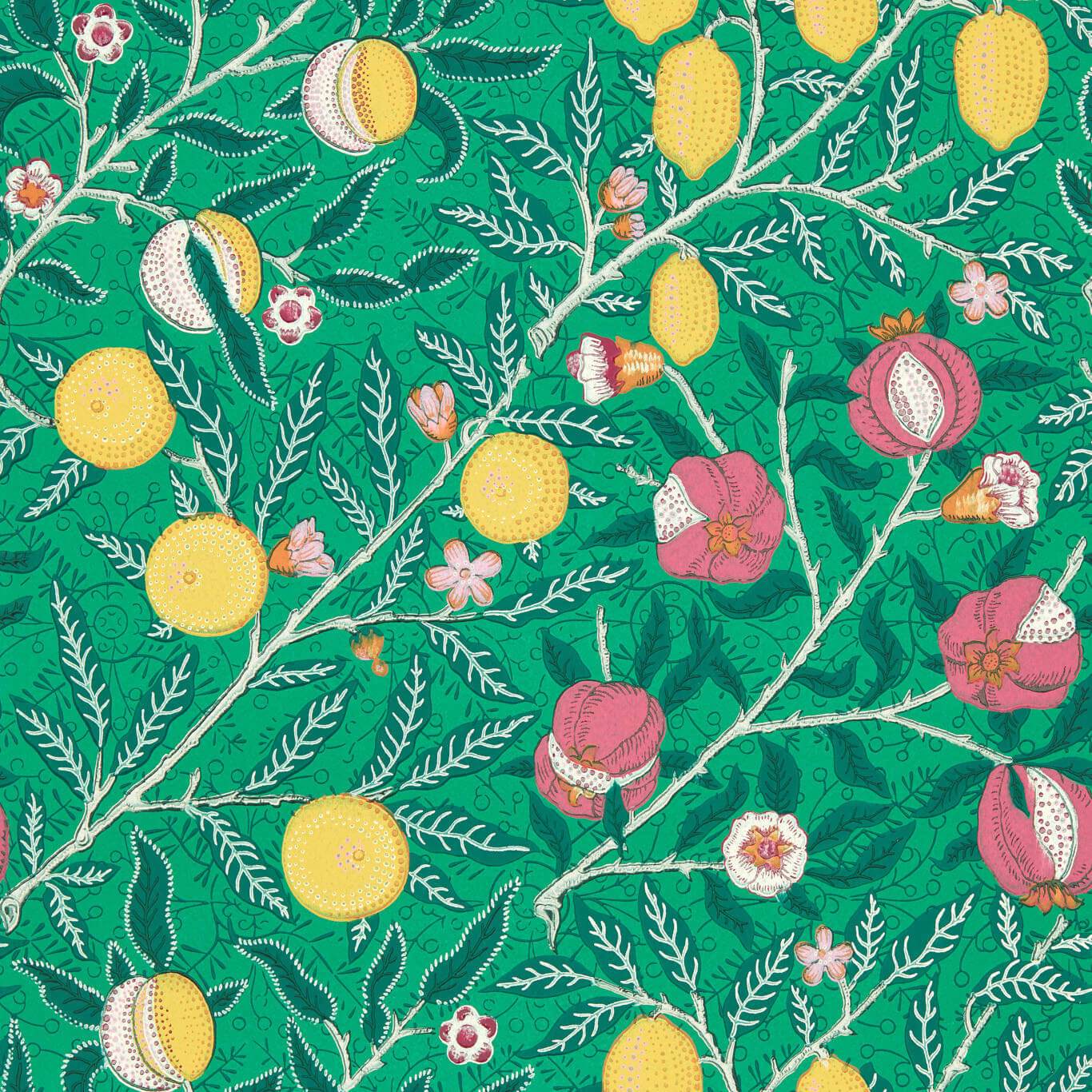 MORRIS & CO Fruit Wallpaper Leaves , Trees Tangled Green Surface- Printed Wallpaper - AARC510018