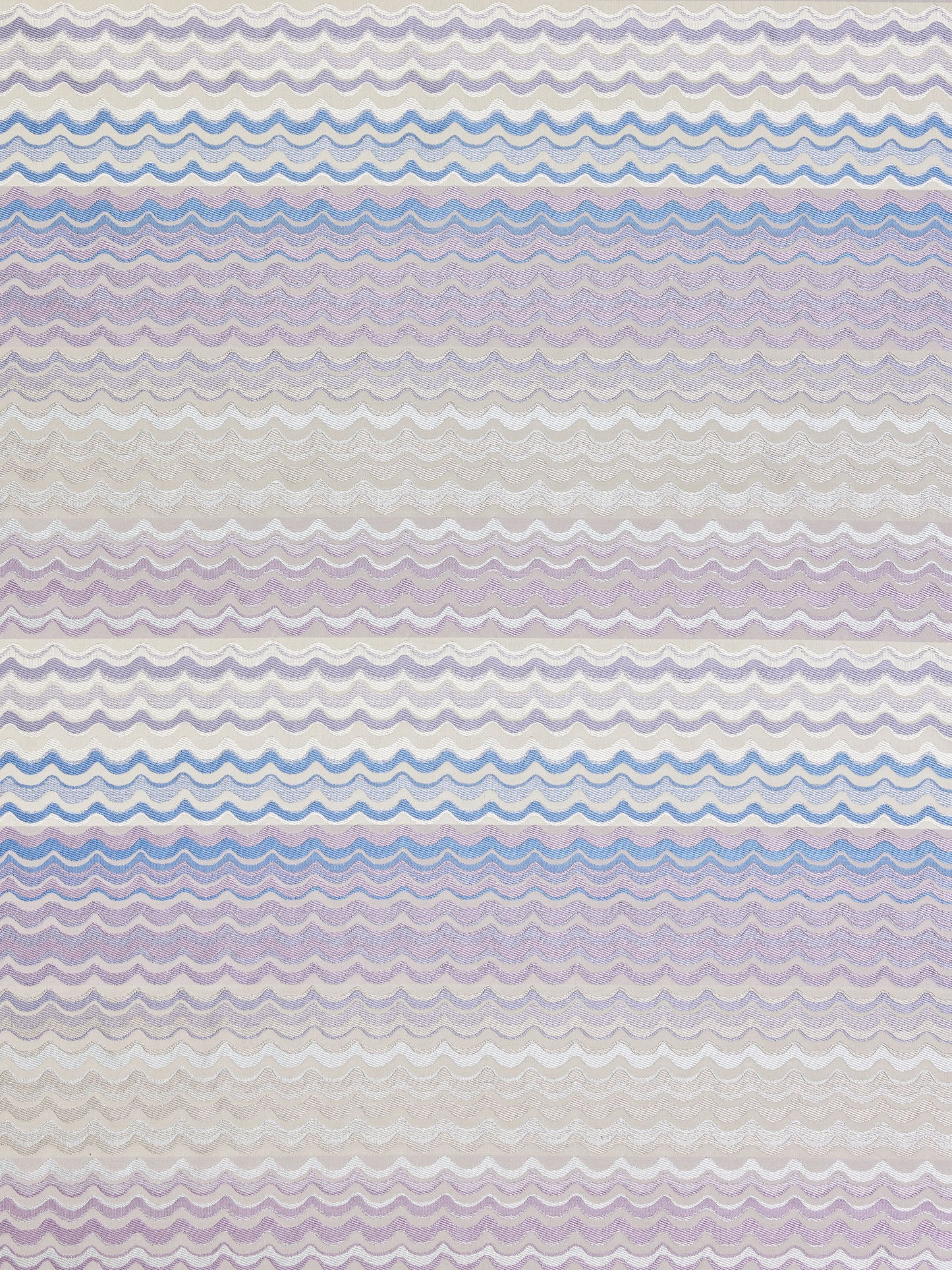 Pastel wavy scallop stripe pattern in lavender, pink, blue, and beige across the fabric.