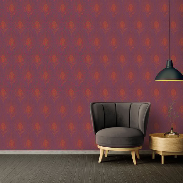 Galerie Wallcoverings Absolutely Chic Peacock Feather Motif Galerie Wallcoverings Purple, Lilac - AC60007