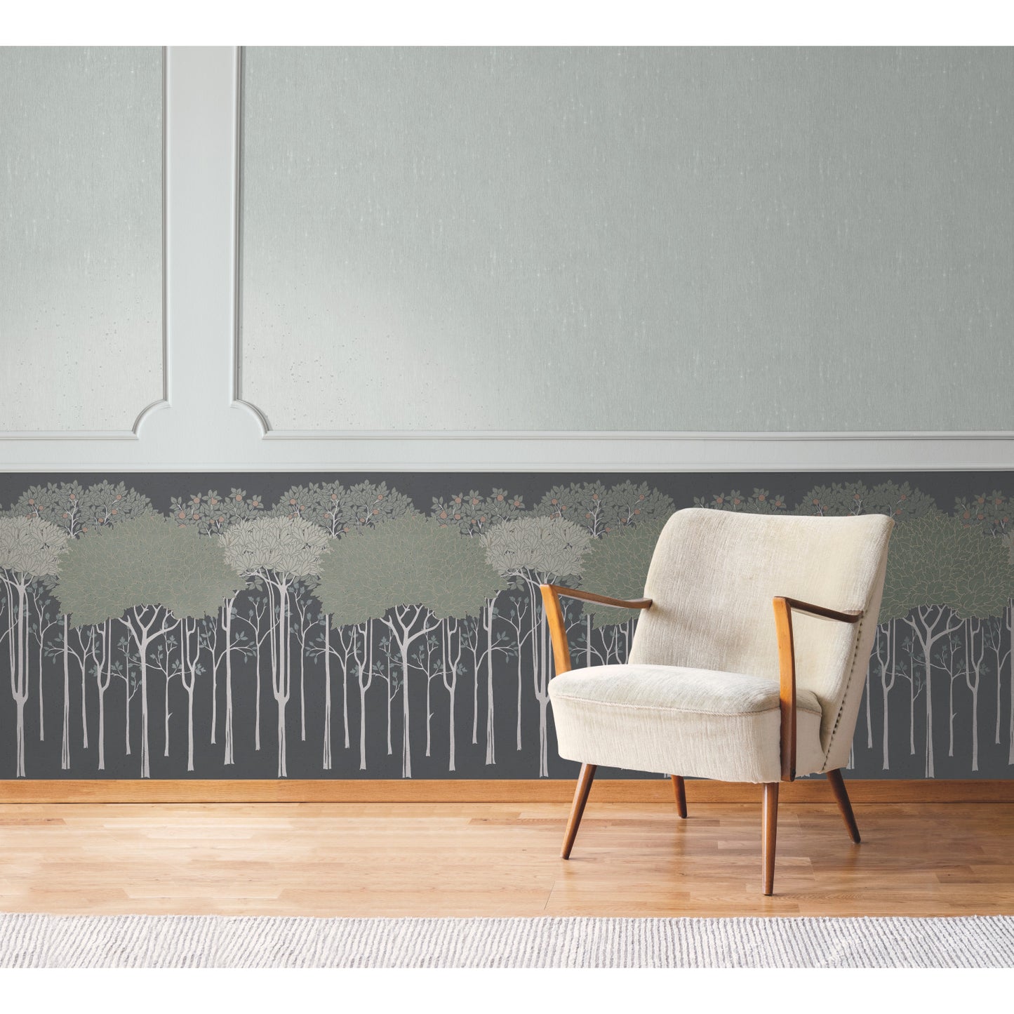 York Wallcoverings Grandmillennial Oakwood Grove Black Wallpaper Botanical Blacks Wallpaper - AC9222D