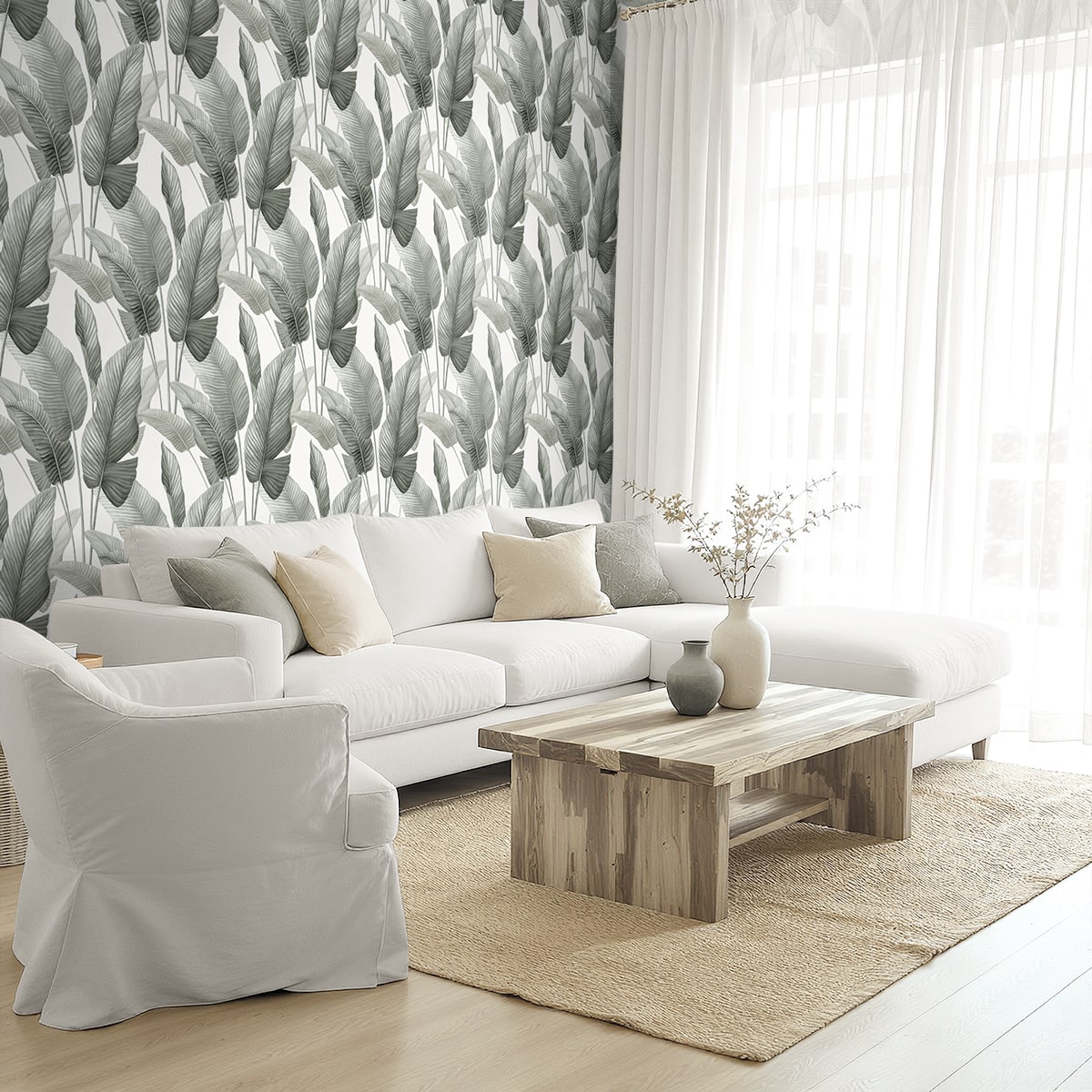 Seabrook Designs Mantra Botanical Tropical Whites , Off Whites - AG60010