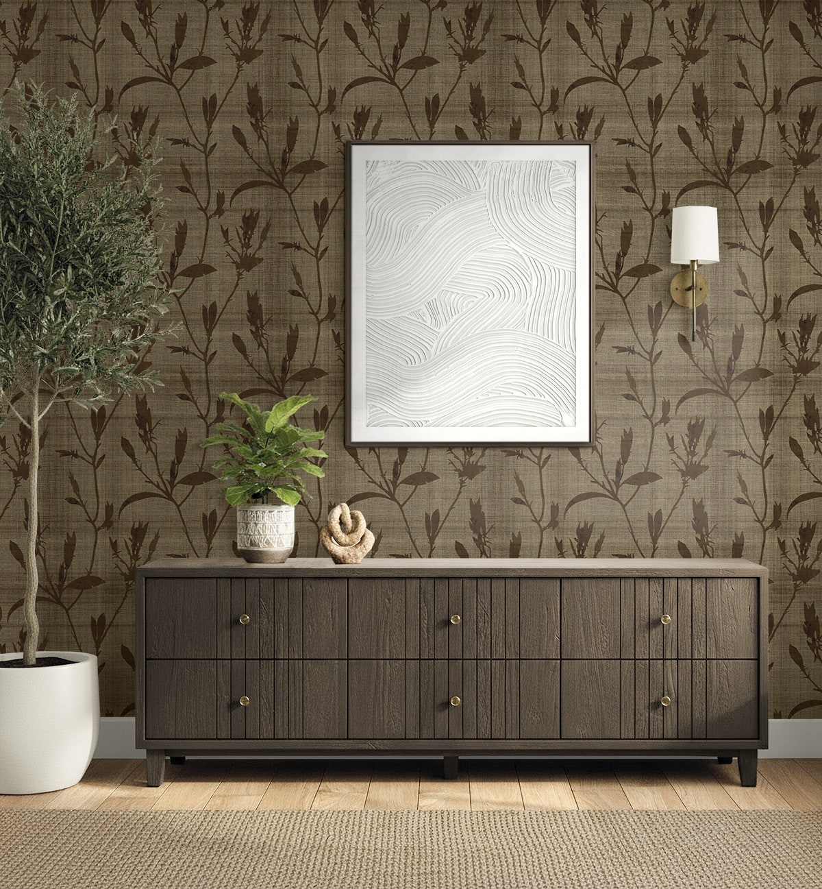 Seabrook Designs Banyu Botanical Contemporary Browns , Taupes - AG60606