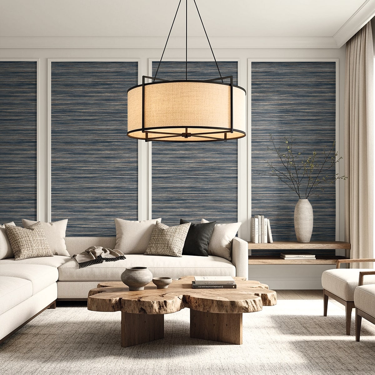 Seabrook Designs Gita Faux Grasscloth Contemporary Navys - AG60802