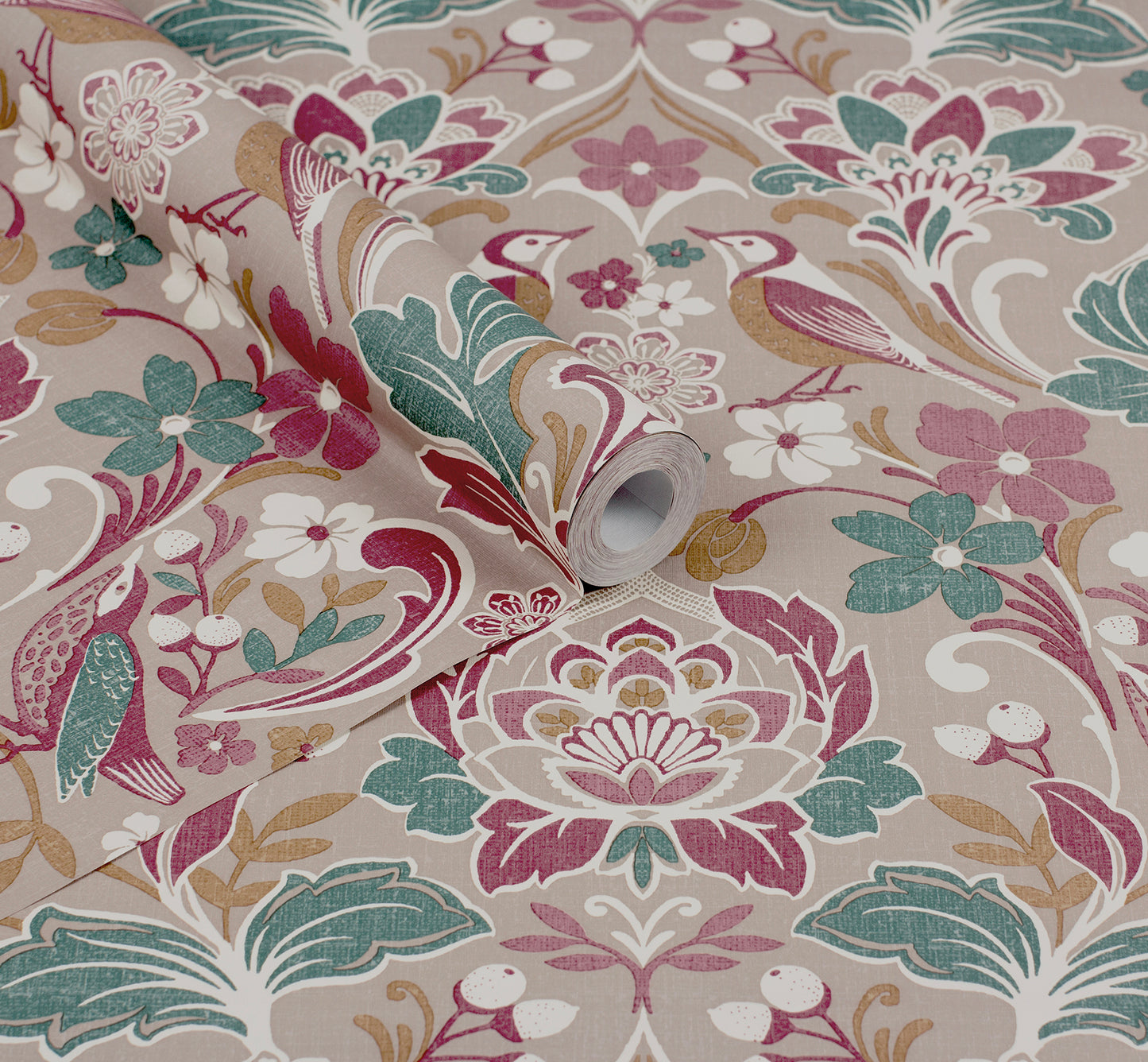 York Wallcoverings Arthouse Birdy Pink Nuthatch Floral Wallpaper Animals Bohemian Pink Wallpaper - AH100199AH