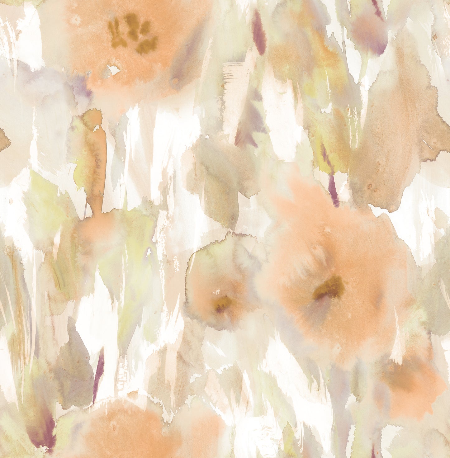Seabrook Designs Watercolor Floral Floral Contemporary Cantaloupe, Gold, & Taupe - AH40403