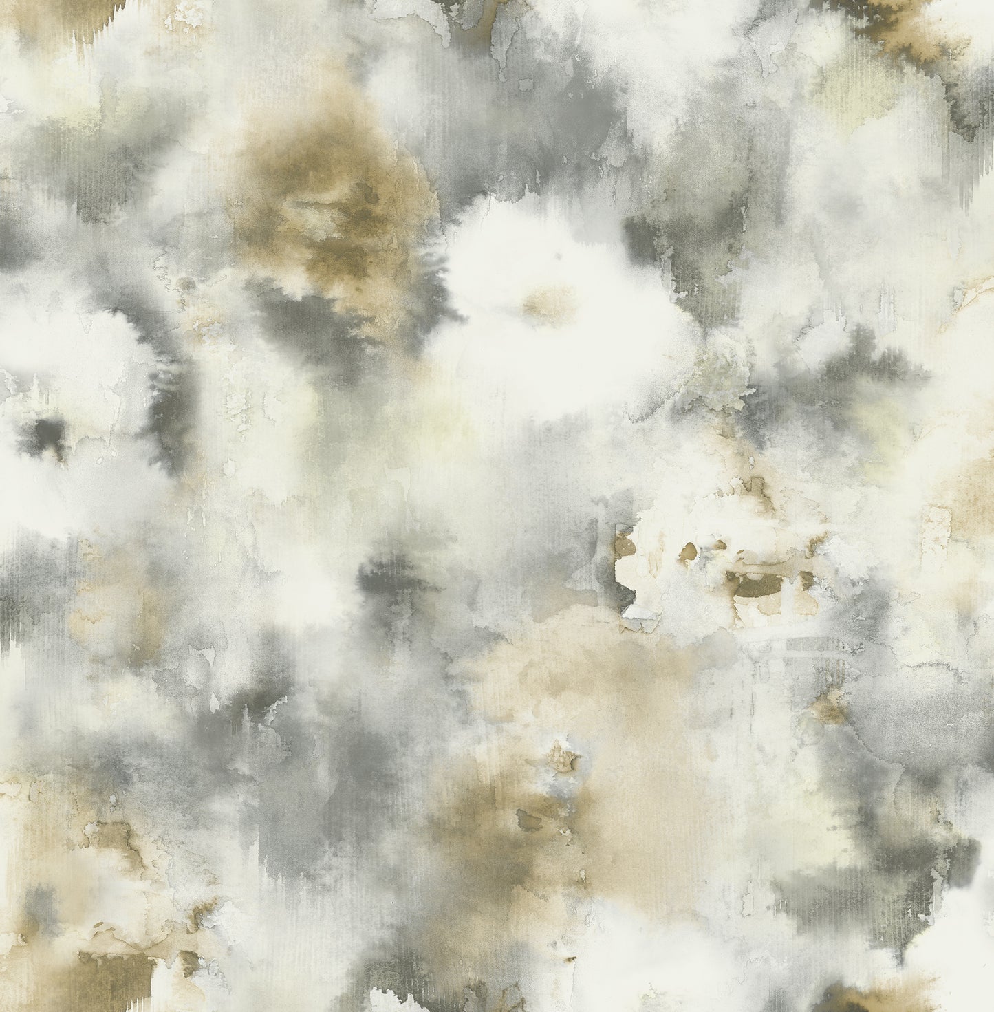 Seabrook Designs Abstract Floral Floral Contemporary Antique Gold, Gray, & Off-White - AH40905