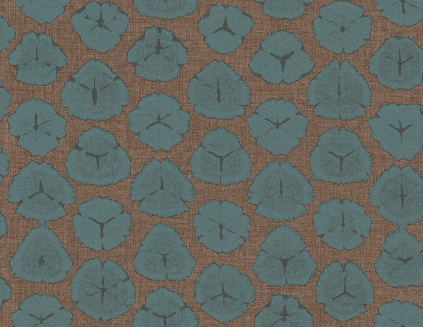 Seabrook Designs Shibori Blossoms Floral Contemporary Metallic Blue & Cedar Brown - AH41316
