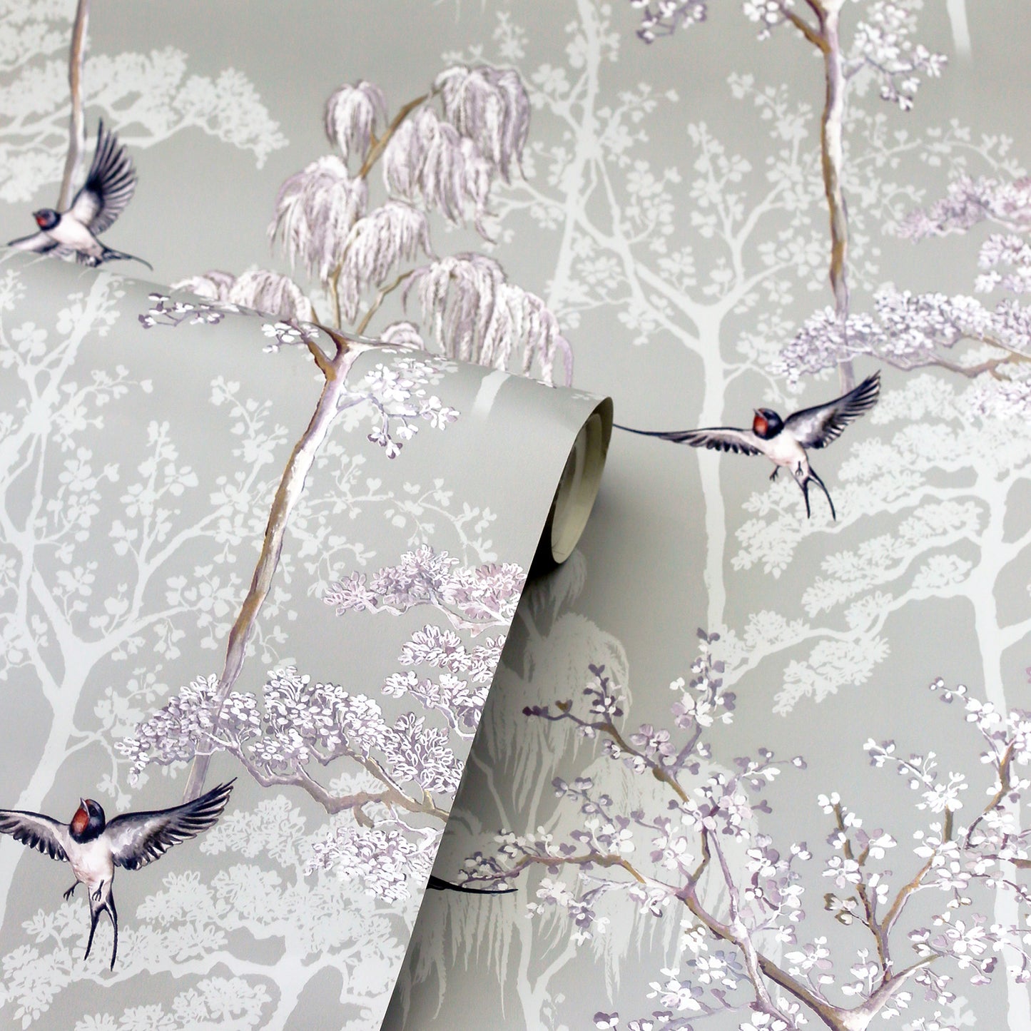 York Wallcoverings Arthouse Asuka Grey Sparrow Forest Wallpaper Animals Whimsical Grey Wallpaper - AH908105