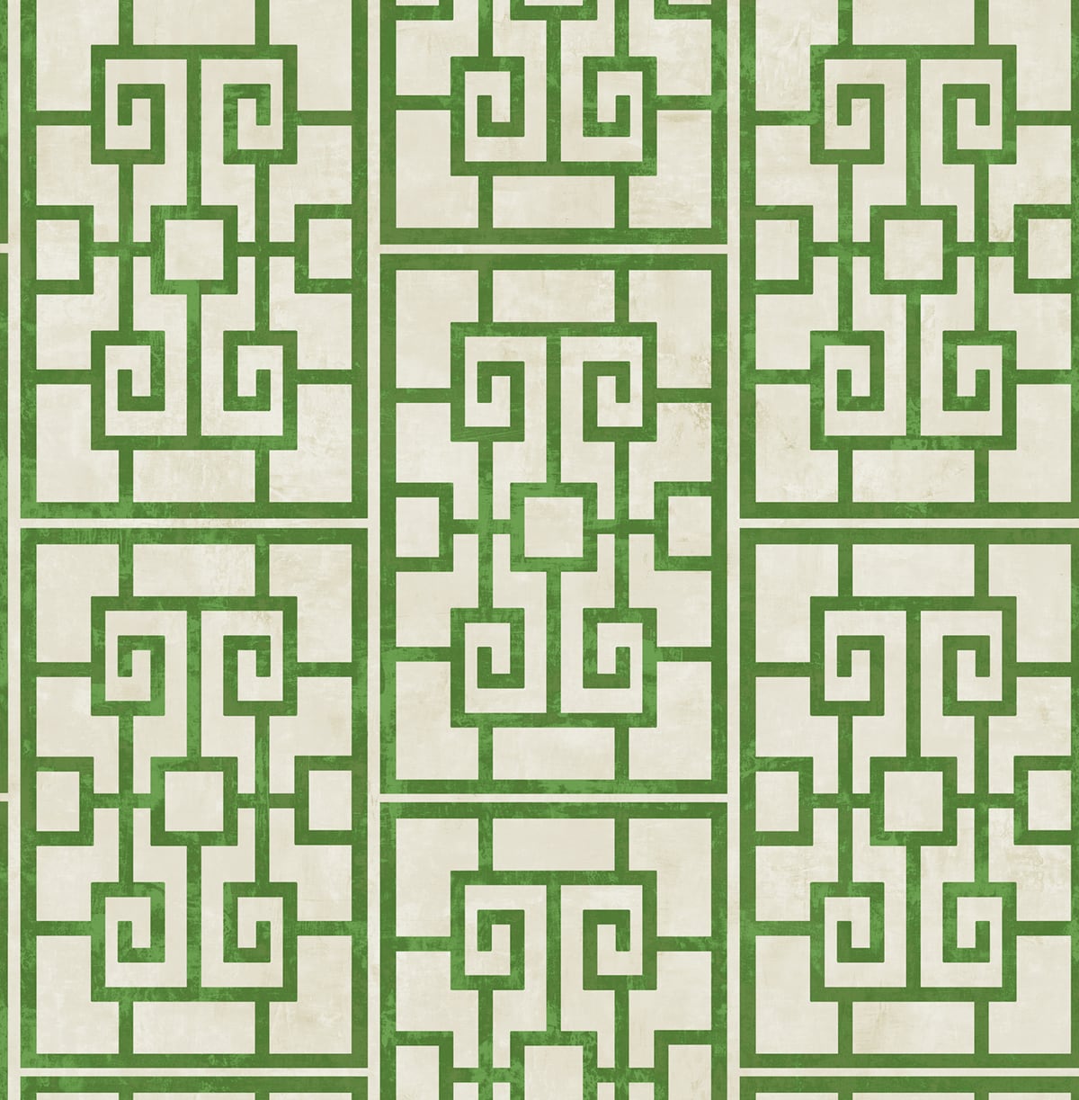 Seabrook Designs Koi Dynasty Lattice Geometric Traditional Green Metallic - AI40204