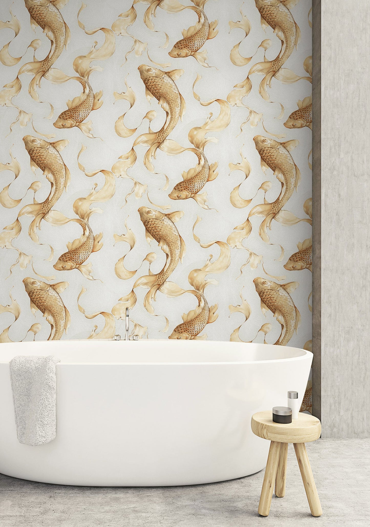 Seabrook Designs Koi Koi Fish Animal Print Traditional Gold Metallic - AI40610