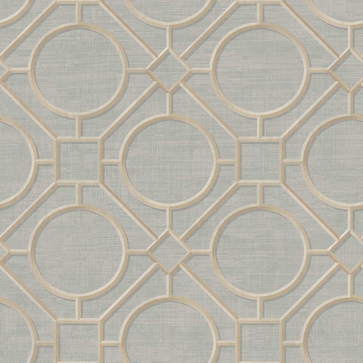 Seabrook Designs Koi Silk Road Trellis Geometric Traditional Grey Metallic - AI42401