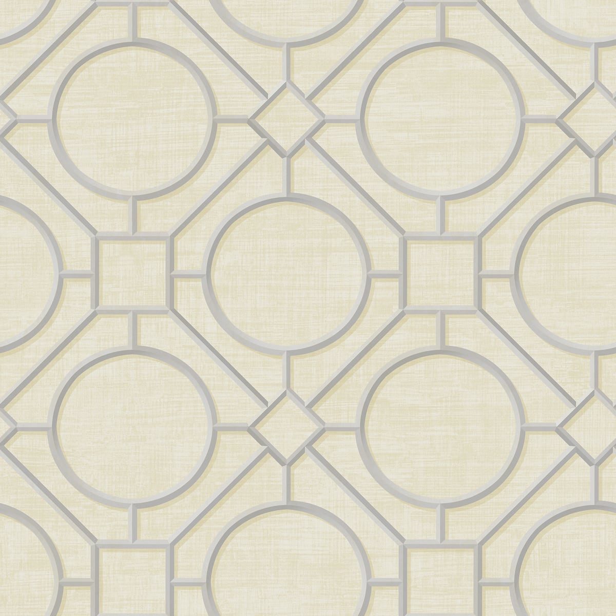 Seabrook Designs Koi Silk Road Trellis Geometric Traditional Beige Metallic - AI42403