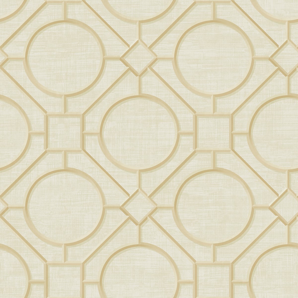 Seabrook Designs Koi Silk Road Trellis Geometric Traditional Beige Metallic - AI42404