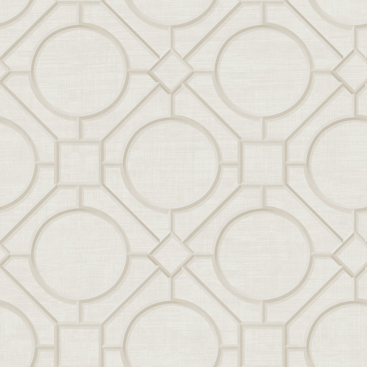 Seabrook Designs Koi Silk Road Trellis Geometric Traditional Beige Metallic - AI42411