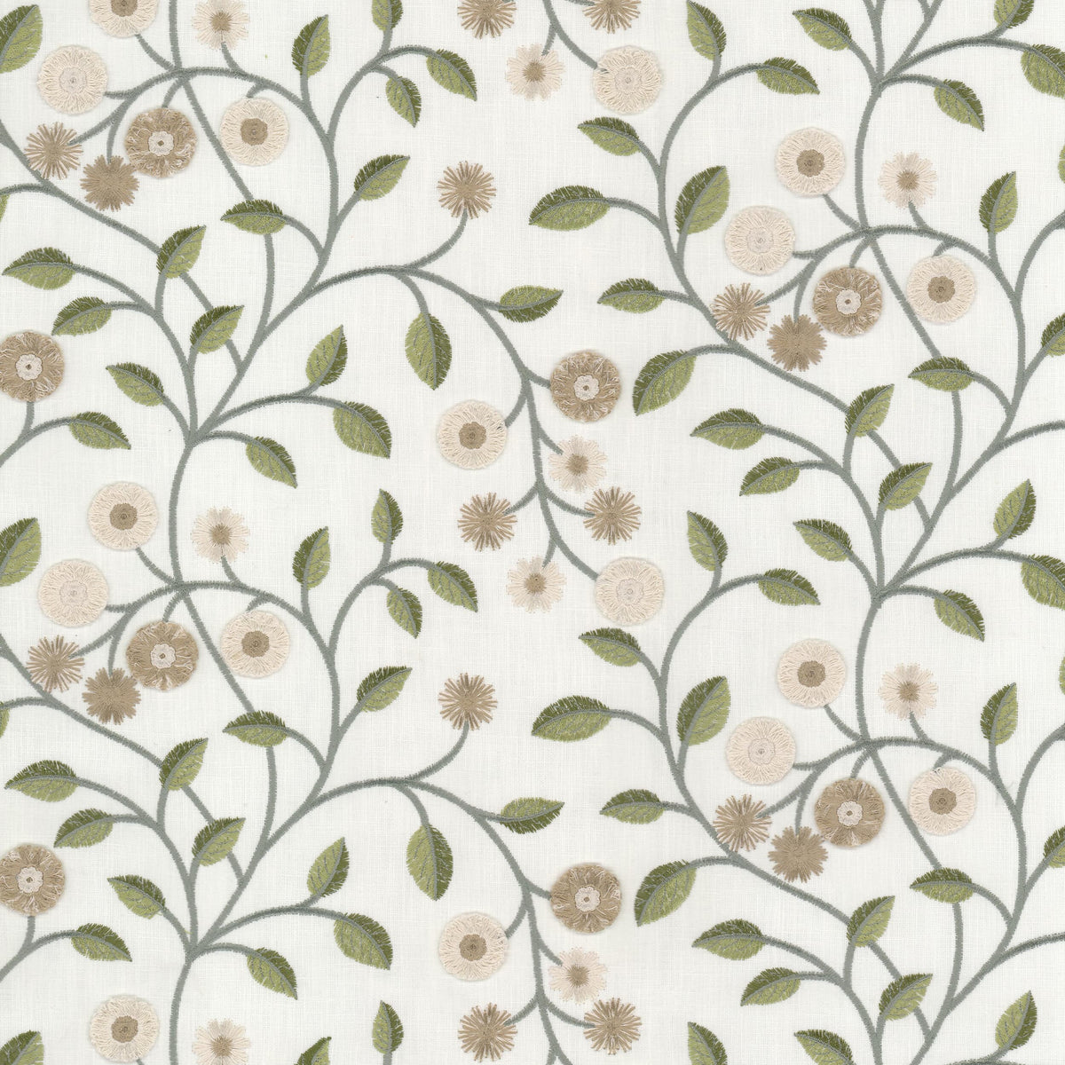 STOUT TEXTILES MULTIPURPOSE,EMBROIDERIES TRADITIONAL, FLORAL AVOCADO - ALMA-1